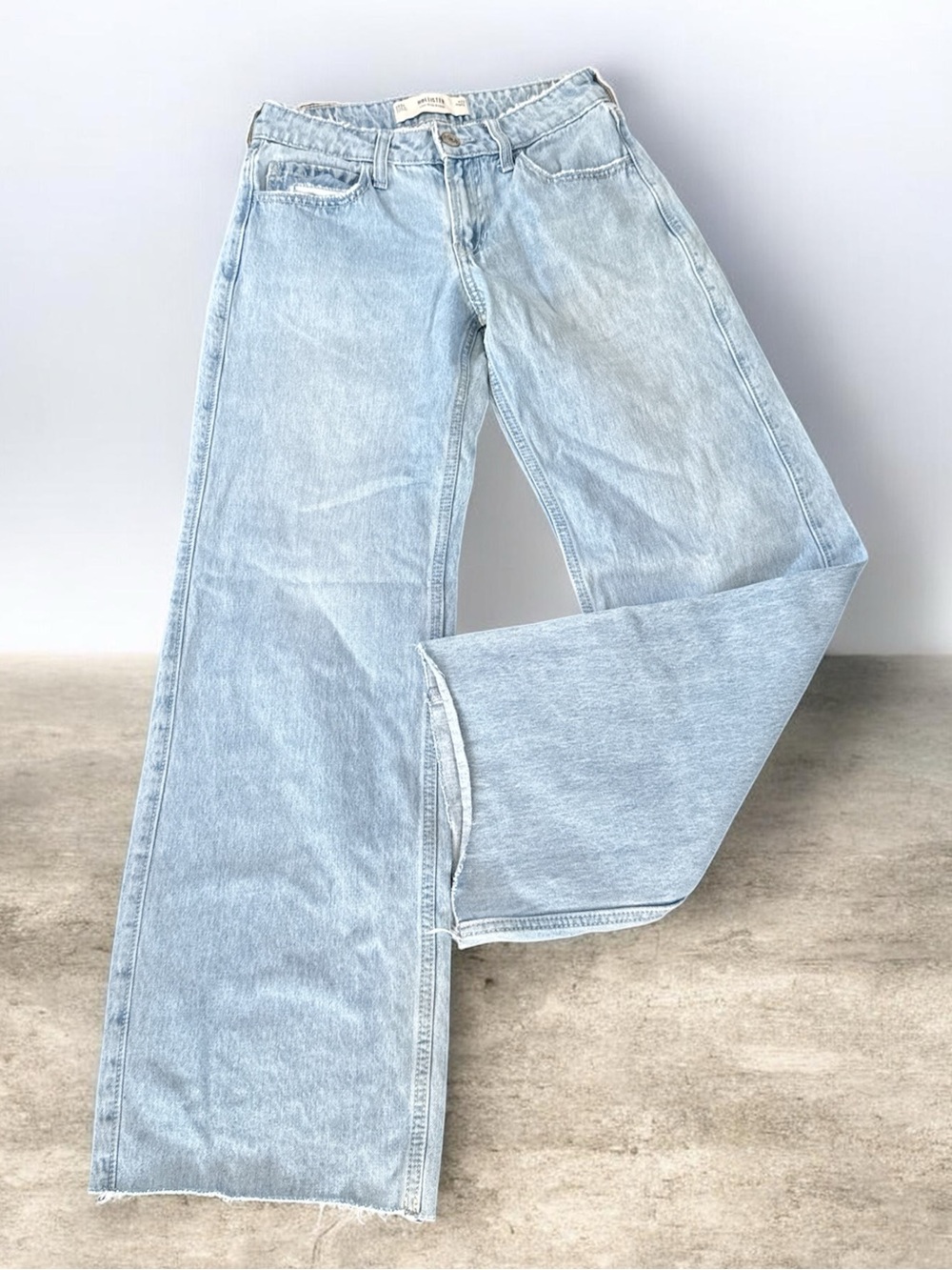 Hollister Light Blue Low-Rise Baggy Jeans wide leg W-23 Regular Y2K Streetwear